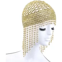 Costumes Headwear Womens Exotic Cleopatra Beaded Belly Dance Head Cap Hat Hair Accessory Headpiece for Party Wedding Showing