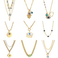 Evil Eye Pendant Necklaces For Women Girls Trending Gold Plated Layer Chain Choker Necklace Jewelry Birthday Gifts Free Shipping