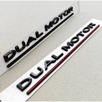 3D ABS Chrom Schwarz Auto Buchstaben Logo DUAL MOTOR Emblem Heckklappen-Abzeichen für Model 3 Y Dual Motor Aufkleber Auto Zubehör