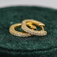 Luxury 100% Real 18k Gold Women's Moissanite Earrings Straight Row Classic Earrings Round Earrings