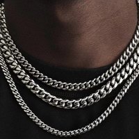Podstawowe Punk stal nierdzewna 3,5,7mm Curb kubańskie naszyjniki dla kobiet mężczyzn czarny złoty kolor Link Chain Chokers solidna biżuteria metalowa