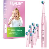 Round Rotating Electric Toothbrush for Adults, Soft Bristles, 5 Cleaning Modes, USB Rechargeable, with 4/8 Replacement Heads