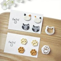 2Pcs Halloween Bat /Artist Palette & Brush/Cute Cat & Paw /Angel Wings Polymer Clay Cutters for Spooky Earrings Jewelry Making