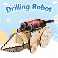 DIY Wooden Electric Drill Robot Kit Gear Transmission Physics Science STEAM Teaching Model Educational Toy for Kid Students Gift