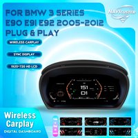 11-calowy panel dotykowy Navicluster Plug & Play do BMW serii 3 E90 E91 E92 roczniki 2005-2012, cyfrowy wyświetlacz LCD, prędkościomierz, wirtualny kokpit, Carplay, Android Mirror