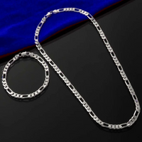 hot 925 sterling Silver 4MM Chain for Men Women Bracelet Necklace Jewelry Set Lady Christma Gifts Charms Wedding
