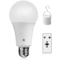 15W Rechargeable Light Bulb with Remote Control Dimmable Battery Powered Light Bulbs, A19 Emergency LED Light Bulbs, Up to 12 H