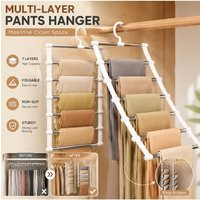 7 Layers Magic Pants Hanger Space Saving Closet Organizer Foldable Trousers Clothes Rack Wardrobe Storage Jeans Scarf Holder