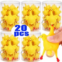 1-20pcs Funny Mini Chicken Keychain Soft Squeeze Egg Chicken Keychain Decompression Toy Creative Novelty Key Ring Gifts