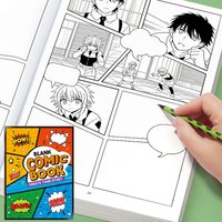 Blank Comic Book for Adults: Blank Pages Coloring Book with Drawn Storyboards, Speech Bubbles, and Font Guides — DIY Create Your Own Story Activity, Comic Creation Tools, Art Supplies, Suitable for