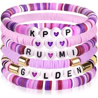 6pcs Korean Pop K-Pop Bracelet Set Multicolor Kpop Group Lettering Jewelry Durable Fan Accessory Concert Cosplay Birthday Gift