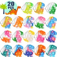 10/20pcs Mini Dinosaur Pop Keychain Sensory Fidget Toys Kids Dinosaur Party Favors Birthday Gift Goodie Bag Pinata Fillers Prize