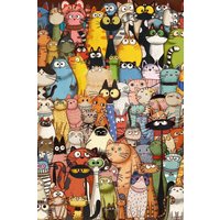 Abstract Animal Many Cats 500/1000/1200/2000 PCS Jigsaw Puzzles Family Activity Games for Gameroom Bedroom Home Decor Gifts