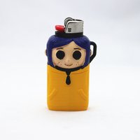 Fashionable kawaii Coraline Design Lighter Case Cover Holder For BIC Standard Size Lighters Sleeve Type J6