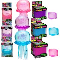 Cute NeeDoh Style Squishy Stress Relief Toys Jellyfish & Cube Squeeze Balls Super Solid Soft Rubber Anxiety Relief Fidget Toys