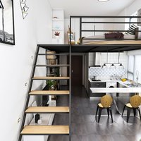 Wrought iron loft store compartment apartment duplex second floor elevated bed storage platform shelf pavilion bed hammock
