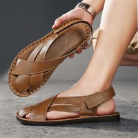 Classic Genuine Leather Men Sandals High Quality Casual Shoes Handmade Leisure Flats Comfortable Breathable Slippers Beach Shoes