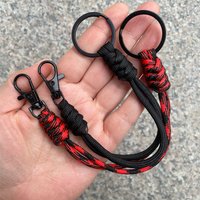 Outdoor Metal Ring Keychain with Woven Cord And Double Buckle Survival Emergency Camping Knot Rope Key Holder Gift