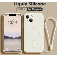 Liquid Silicone Case For iPhone 15 11 13 16 14 Pro Max Mini XR Xs Plus SE Phone Magnetic Wireless Charging For Magsafe Cover
