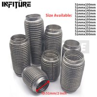 51mm Car Exhaust Flex Pipes Tube Flex Coupler Stainless Steel 100mm 120mm 160mm 180mm 200mm 220mm 252mm 300mm