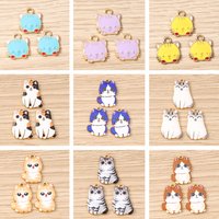 10pcs Cartoon Mix Enamel Animal Cat Charms Pendants for Jewelry Making Drop Earrings Necklaces Bracelets DIY Crafts Accessories