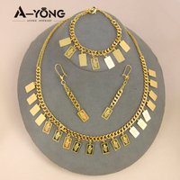 Nigeria Bridal Wedding Jewelry Set 21k Gold Plated Arabic Fashion Engagement Necklace Bracelet Earrings Oman Gold Jewelrys