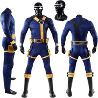 High Quality Blue Cyclops Cosplay Costume Doomsday Adult Man Jumpsuit Accessories Superhero Scott Role Play Battle Suit