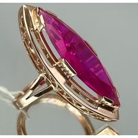 Geometric Red Synthetic Zirconia Vintage Classic Golden Plated Ring for Women Elegant Fashion Banquet Celebration Jewelry Crafts