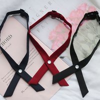 Girls' Solid Color Fine Cross Tie College Style Cross Tie Shirt Accessories Simple and Trendy Personality Without Tying Knots