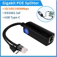 Raspberry Pi 4 PoE Splitter 10/100/1000Mbps 5V 3A Type C Connector USB Type C PoE Splitter for Raspberry Pi 5 4B