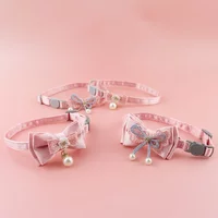 Cat Collar Pink Lace Bow Hanging Bead Cat Choker Bell Dog Cat Supplies Pet Accessories Dog Accessories Dog Cat Products