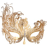 Venetian Gold Plated Phoenix Metal Mask Shiny Rhinestone Masquerade Props