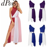 Women Ladies Lyrical Praise Dance Dress Performance Costume Modern Contemporary Celebration of Spirit Dancewear Split Long Dress