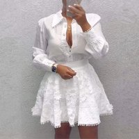 Elegant African Fashion Women Shirt Tops And Lace Skirts Two-piece Skirt Suit Casual White Holiday Two Piece Outfits Woman
