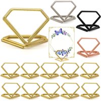 10pcs Diamond Shape Metal Memo Holder Table Placecard Holder Photo Clip Card Display Stand Wedding Table Number Holder Stands