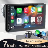HIPPCRON 1 Din Car Radio Bluetooth Carplay Android Auto Multimedia Player 7‘’ Touch Screen FM TF-Card AUX Input Mirror Link