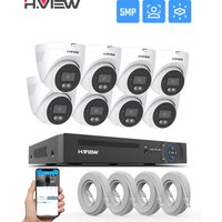 H.View 8Ch 5Mp Video Surveillance Kit Home Cctv Security Cameras System Ai Face Detection Audio Dome Ip Camera Poe xmeye app