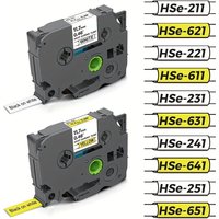 1pcs HSE-231 compatible with brother HSe heat shrink Tube tape cartridge Label Printer black on white Hse-211 HSe-621 Hse-241