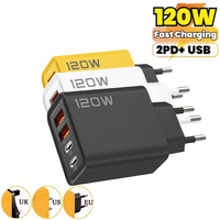 Quick Charge 3.0 Fast Charger Total 120W 4 Port USB Type C PD Mobile Phone Wall Adapter for iPhone Samsung Xiaomi USB C Charger