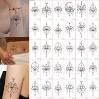 30pcs Temporary Waterproof Tattoo Stickers With Lotus Moon Pattern Tattoo Stickers for Hand And Body Decoration