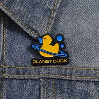 Planet Duck Enamel Pin Cute Space Rubber Duck Brooch Funny Galaxy Animal Lapel Badge Kawaii Gift For Space Lovers