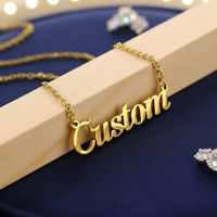 Custom Simple Design Name Necklace for Men Women Personalized Stainless Steel 18K Gold Plated Letters Pendant Necklace Choker
