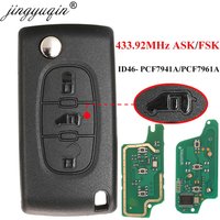 jingyuqin 433Mhz ID46 Flip Remote Car Key For (Van) Citroen Dispatch Berlingo Peugeot Expert Partner 207 307 308 3008 Ce0523/536