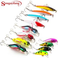 Sougayilang 4Pcs/Card Fishing Lure Painting Topwater Wobblers Crankbait Pencil Artificial Hard Bait Fishing Tackle De Pesca