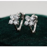 Clover Zircon Huggie Hoop Earrings Gold Silver Plated Minimalist Small Ear Buckles Hypoallergenic Stackable Jewelry for Women