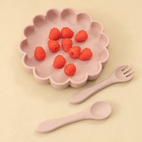 Color kids Children's Dishes Set Baby Silicone 3PC Feeding Set Kids Suction Bowl Dieshs Plate Toddler Spoons Baby Accessories