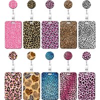Leopard Print Card Holder Retractable Clip Business ID Badge Card Case Reel Yoyo Employee Cards Cover Workers Hang Certificates