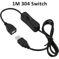 1m 304 USB Switch Cable Male to Female ON OFF 5V LED Switch Wire Data Line Power Cord Extension Extender Wire
