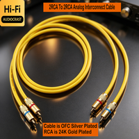 HIFI RCA Audio Signal Cable 4N OFC Copper Silver Plated Conductor 24K Gold Plated RCA Plug Interconnect Wire For Amplifier DVD