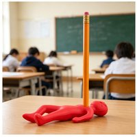Red Man Pen Holder Creative Stress Relief Desk Decor, Funny Pen Insert, Gift for Friends